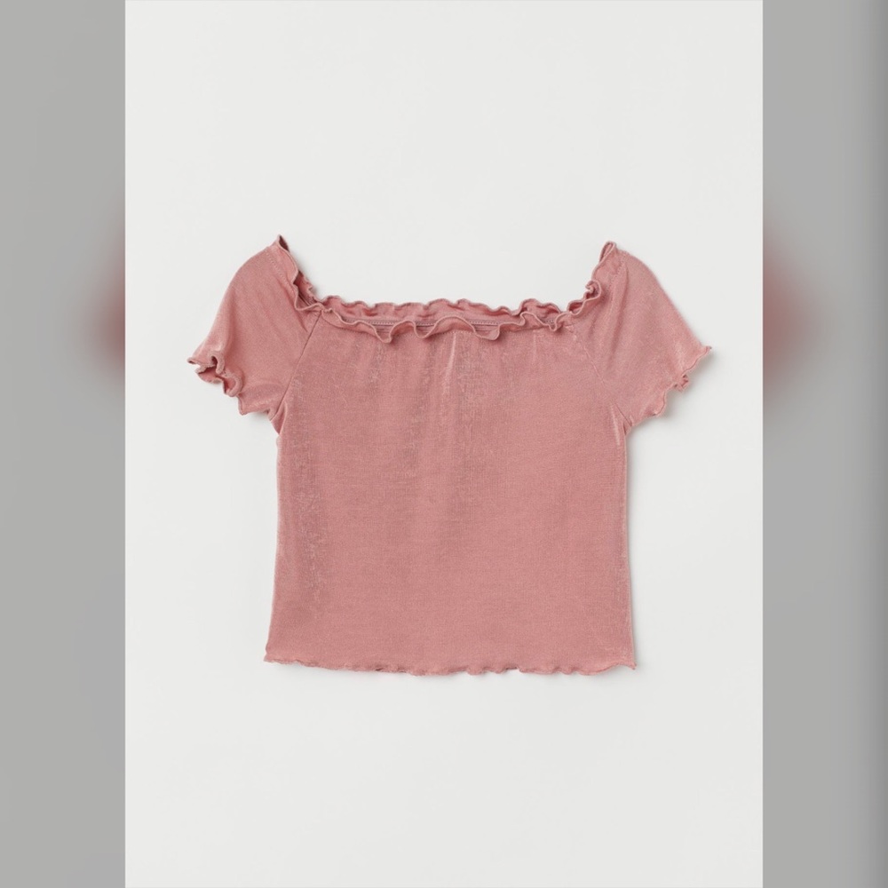 Dusty-Rose Short Fitted Off The Shoulder Top.